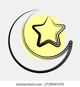 Icon cresent moon. Ramadan kareem elements. Icon in color spot style.