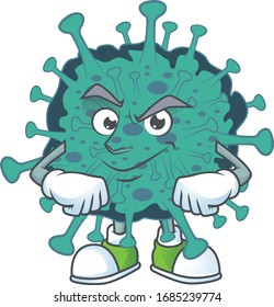An icon of critical coronavirus mascot design with confident gesture
