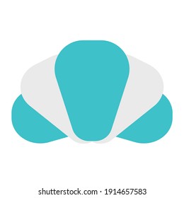 croissant de icono con estilo plano y color azul dominante