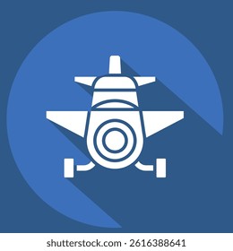 Icon Crop Duster. related to Vehicle symbol. long shadow style. editable