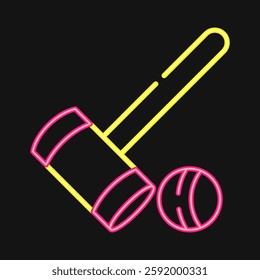 Icon croquet. Sports elements. Icon in neon style.