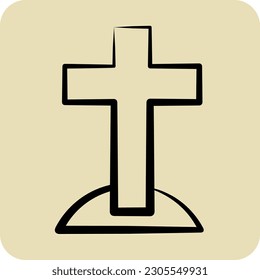 Icon Cross. suitable for Halloween symbol. hand drawn style. simple design editable. design template