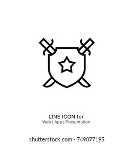 Icon cross sword shield graphic design single icon vector

