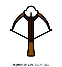 Icon Of Crossbow. Editable Bold Outline With Color Fill Design. Vector Illustration.