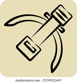 Icon Crossbow. related to Native American symbol. hand drawn style. design editable