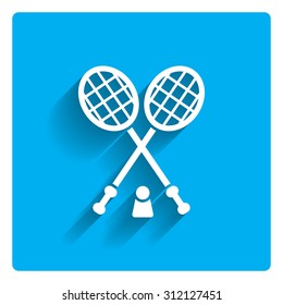 Icon of crossed badminton rackets and shuttlecock