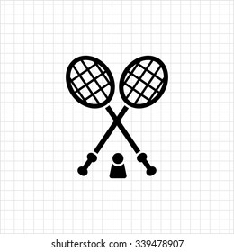 Icon of crossed badminton rackets and shuttlecock