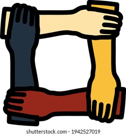 Icono De Manos Cruzadas. Contorno de negrita editable con diseño de relleno de color. Ilustración vectorial.