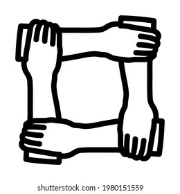 Icon Of Crossed Hands. Editable Bold Outline Design. Vector Illustration.