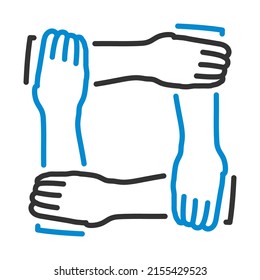 Icon Of Crossed Hands. Editable Bold Outline With Color Fill Design. Vector Illustration.