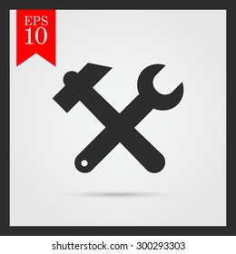 Icon of crossed hummer and spanner