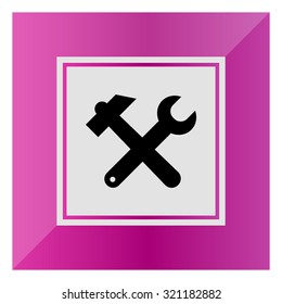 Icon of crossed hummer and spanner