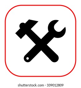 Icon of crossed hummer and spanner