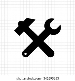 Icon of crossed hummer and spanner