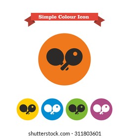 Icon of crossed ping pong rackets and ball