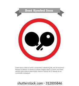 Icon of crossed ping pong rackets and ball