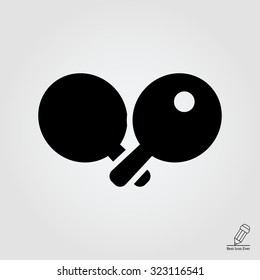 Icon of crossed ping pong rackets and ball