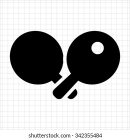 Icon of crossed ping pong rackets and ball
