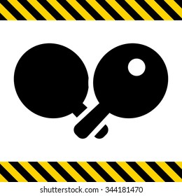 Icon of crossed ping pong rackets and ball