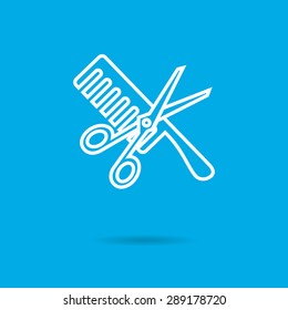 Icon of crossed scissors and comb