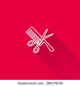Icon of crossed scissors and comb