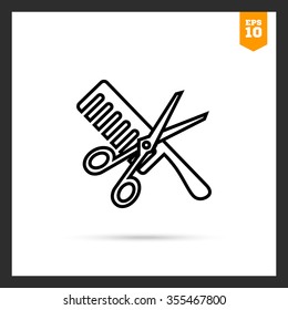 Icon of crossed scissors and comb