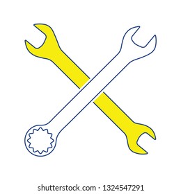 Icono de llave cruzada. Diseño delgado de línea. Ilustración vectorial.