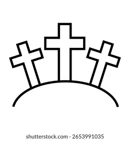 Ícone de uma lápide em forma de cruz tipicamente encontrada em cemitérios. Ideal para cenas de horror, mistério e mortos-vivos. Ícones de estrutura de tópicos Coleção. traçado editável. ilustração de vetor