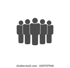 icon crowd, people stand, group silhouettes, stick figure pictogram
