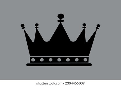 The icon of the crown. Black silhouette. Vector on gray background