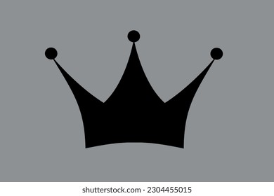 The icon of the crown. Black silhouette. Vector on gray background