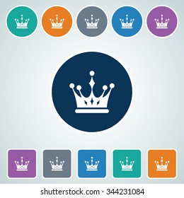 Icon of Crown in Multi Color Circle & Square Shape. Eps-10.