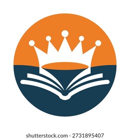 Ícone de uma coroa em um livro aberto educação e símbolo da realeza ícone