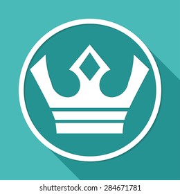 Icon Crown on white circle with a long shadow