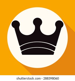 Icon Crown on white circle with a long shadow
