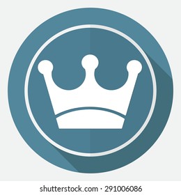 Icon Crown on white circle with a long shadow