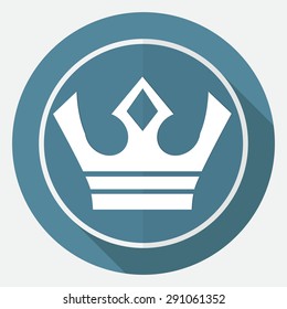 Icon Crown on white circle with a long shadow