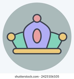 Icon Crown. related to Jewelry symbol. color mate style. simple design editable. simple illustration