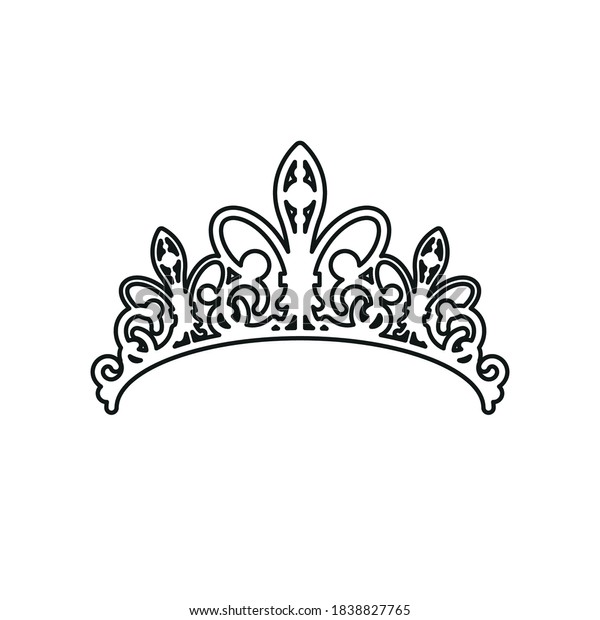 The icon of the crown. Simple linear vector\
illustration on a white\
background.