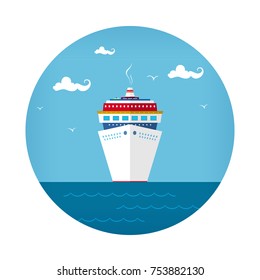 Icon Cruise Ship , Front View of the Liner, Travel Concept , Vector Illustration