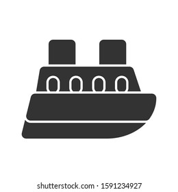 Icon cruise ship in glyph style. vector illustration and editable stroke. Isolated on white background.