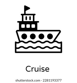 An icon of cruise, watercraft glyph design 