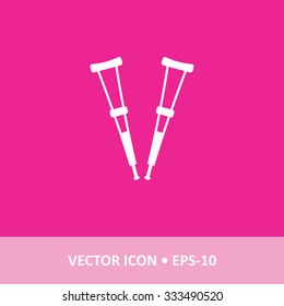 Icon of Crutches on Magenta Color Background. Eps-10.