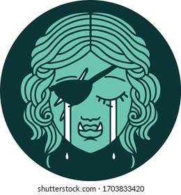 icon of crying half orc rogue character face