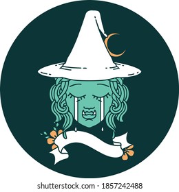 icon of crying half orc witch character face