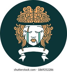 icon of crying human barbarian with banner