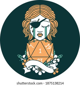 icon of crying human rogue with natural one D20 roll