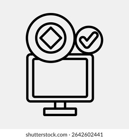 Icon crypto accepted. Crypto currency elements. Icon in line style.