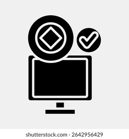 Icon crypto accepted. Crypto currency elements. Icon in glyph style.
