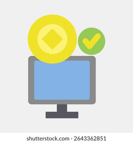 Icon crypto accepted. Crypto currency elements. Icon in flat style.